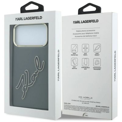 8. Karl Lagerfeld IML Big Signature Schutzhülle mit Metallrahmen aus Kunstharz für iPhone 18 Pro / 17 Pro – Schwarz