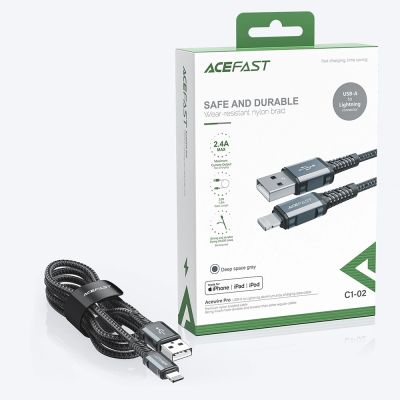 12. Acefast Kabel MFI USB - Lightning 1,2m, 2,4A schwarz (C1-02 schwarz)