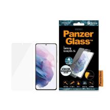 PanzerGlass E2E Mikrofrakturiertes gehärtetes Glas für Samsung Galaxy S21+ Hüllenkompatibel, Fingerabdruckabweisend, antibakteriell – Schwarz