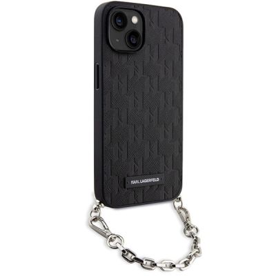 3. Karl Lagerfeld KLHCP14SSACKLHPK iPhone 14 6,1" schwarz/schwarzes Hardcase mit Saffiano-Monogrammkette