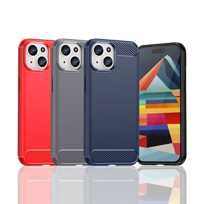 6. Flexible Carbonhülle mit Carbonmuster für iPhone 15 – Blau
