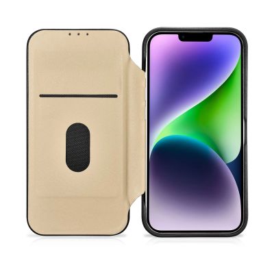 18. iCarer CE Premium Leather Folio Case iPhone 14 Plus Magnetic Flip Leather Folio Case MagSafe schwarz (WMI14220715-BK)