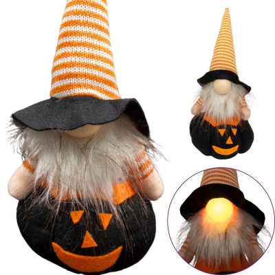 Dekorative Kürbisfigur 35 cm LED Halloween Schwarz