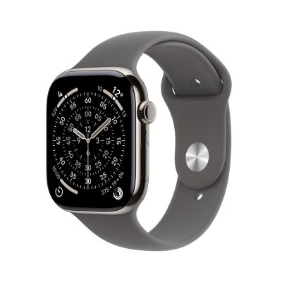 Apple Watch Series 11 GPS + Cellular 46mm Gehäuse aus Natur-Titan mit Sportarmband in Steingrau - S/M (MFCW4ZR/A)
