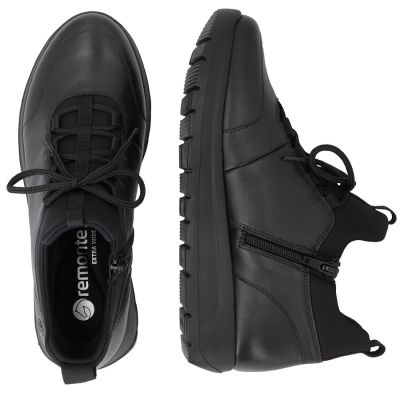 5. Schwarze, gefütterte Damen-Ankle-Boots aus Leder von Remonte Rieker (Modell D2V06-35)