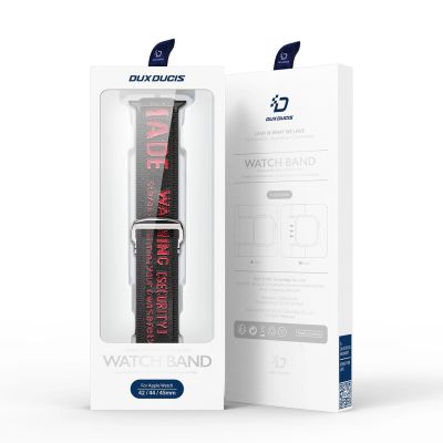 5. Dux Ducis Strap (Outdoor-Version) Apple Watch Ultra Strap, SE, 9, 8, 7, 6, 5, 4, 3, 2, 1 (49, 45, 44, 42 mm) Nylonband-Armband Schwarz und Rot