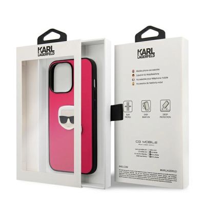 8. Karl Lagerfeld Leder Ikonik Karl's Head Metallhülle für iPhone 13 Pro / 13 6.1" - Rosa