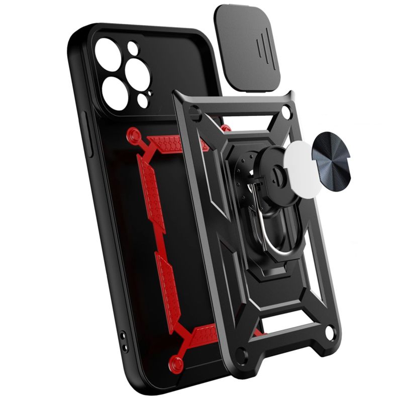 8. Hybrid Armor Camshield Hülle für iPhone 14 Pro gepanzerte Hülle mit Kameraabdeckung blau