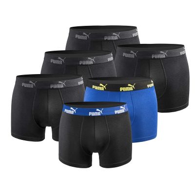 Puma Herren-Boxershorts, 6er-Pack, schwarz/blau, bequeme Baumwolle