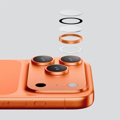 5. AmazingThing Linsenglas für iPhone 17 Pro / Pro Max - mit orangefarbenem Rahmen