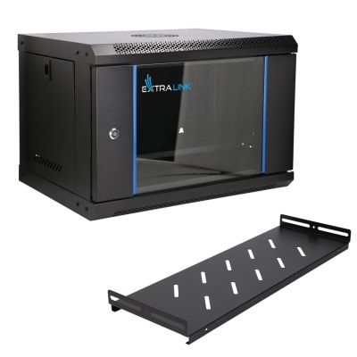 10. Extralink LITE 6U 530x400 Wand-Rackschrank Schwarz Freistehend/Wand-/Bodenrack Schwarz