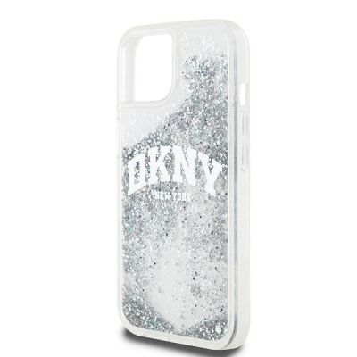 6. DKNY Liquid Glitter Big Logo Hülle für iPhone 15 / 14 / 13 – Weiß
