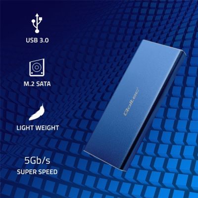 5. QOLTEC M.2 SSD-Gehäuse | SATA | NGFF | USB 3.0 | Superschnelle 5 Gbit/s | 2 TB | Blau