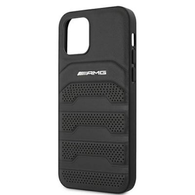 6. AMG Lederhülle mit geprägten Linien für iPhone 12 mini – Schwarz