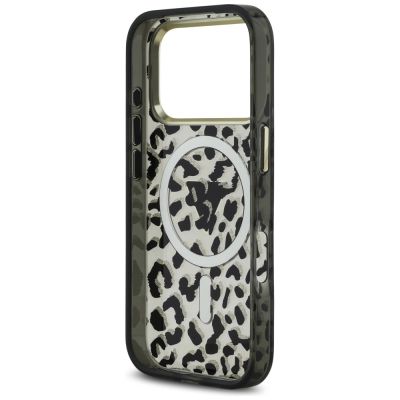7. Guess Leopard Glitter MagSafe Hülle für iPhone 17 Pro - Schwarz