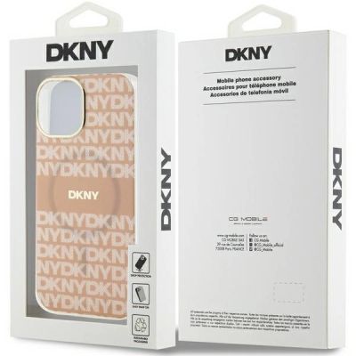 8. DKNY IML Mono & Stripe MagSafe-Hülle für iPhone 15 / 14 / 13 – Rosa