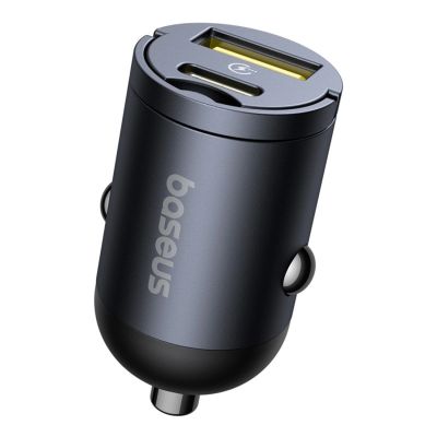 6. Baseus Tiny Star 30W USB-A/USB-C-Autoladegerät – Schwarz