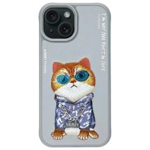 Nimmy Glasses Cool Cat iPhone 15 Hülle - Grau