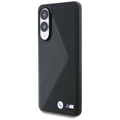 2. BMW Leather Oversized Stripes MagSafe Hülle für Samsung Galaxy S25 Edge - Schwarz