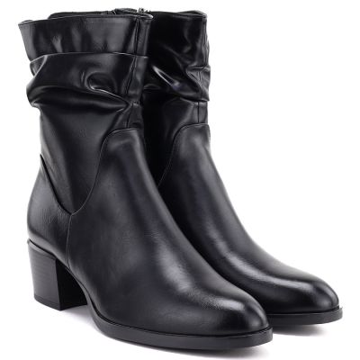 4. Schwarze Damen-Ankle-Boots mit hohem Absatz und gerafftem Schaft, Vinceza 58682