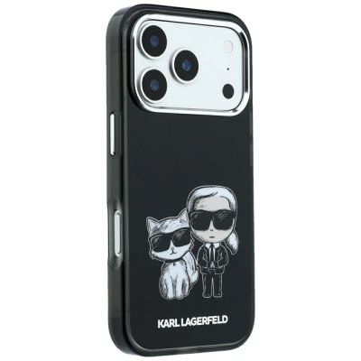 4. Karl Lagerfeld Smooth Karl & Choupette Bodies Sketch MagSafe Hülle für iPhone 18 Pro / 17 Pro - Schwarz