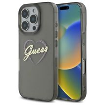 Guess IML Heart Hülle für iPhone 16 Pro – Schwarz
