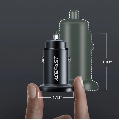 9. Acefast Autoladegerät 38W USB Typ C / USB, PPS, Power Delivery, Quick Charge 3.0, AFC, FCP schwarz (B1 schwarz)