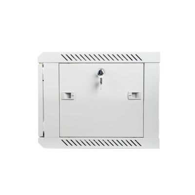 8. Lanberg WF01-6406-10S einteiliger abschließbarer Schrank (6 HE; 368 mm / 600 mm / 450 mm; Wandmontage; Glas; 19 Zoll; grau)