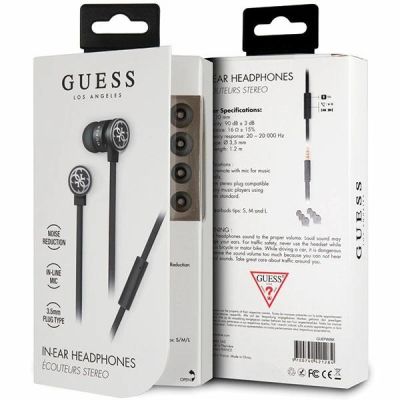 2. Guess GUEPWIBK kabelgebundene 3,5-mm-Kopfhörer – Schwarz und Silber