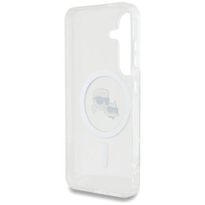 7. Karl Lagerfeld Button Case mit Karl & Choupette Logo-Print, MagSafe, Samsung Galaxy S25, Weiß