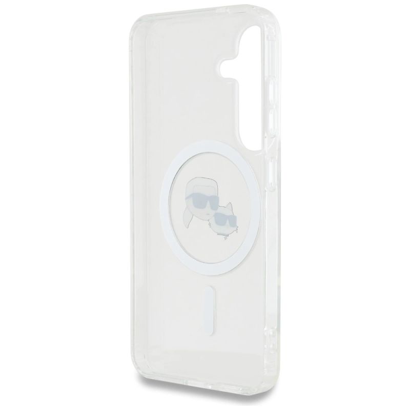7. Karl Lagerfeld Button Case mit Karl & Choupette Logo-Print, MagSafe, Samsung Galaxy S25, Weiß