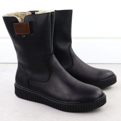 3. Schwarze Damen-Lederboots mit Plateau Rieker Y4355-00