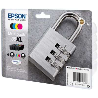 2. Epson Padlock C13T35964010 Tintenpatrone, 1 Stück, Original XL (hohe Reichweite), Schwarz, Cyan, Magenta, Gelb
