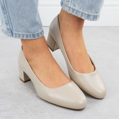 6. Beige Sergio Leone PB291 Pumps mit Blockabsatz