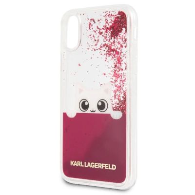 2. Karl Lagerfeld iPhone X Hülle mit flüssigem Glitzer – Pink
