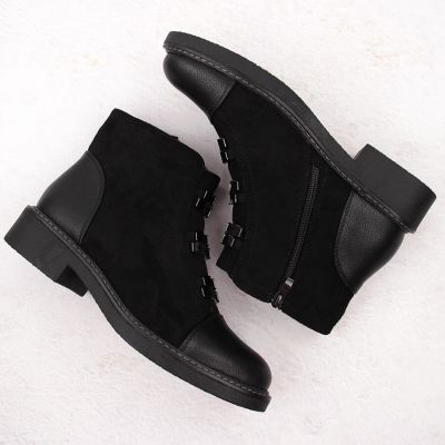 10. Damen-Wildlederimitat-Stiefeletten, gefüttert, schwarz M.Daszyński SA252-4
