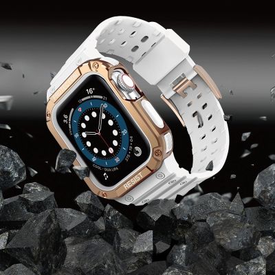 9. Schutzarmband für Apple Watch 38/40/41 mm Panzergehäuse-Armband - Weiß, Roségold