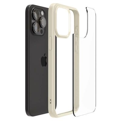 13. Spigen Crystal Hybrid-Hülle für iPhone 15 Pro Max – transparent und beige
