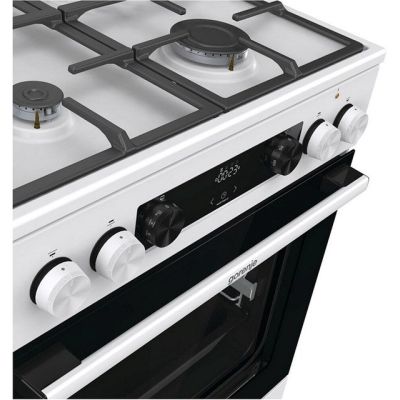 6. GORENJE GKS6C71WF Gas-Elektro-Herd 60 cm | Heißluftfrittieren | Extra Dampf | Auftauen | Weiß
