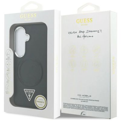 8. Guess MagSafe-Hülle mit geprägtem Ring-Dreieck-Logo für Samsung Galaxy S26 – Schwarz