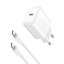 Joyroom JR-TCF24 USB-C PD 30W QC SFC Netzwerkladegerät – Weiß + 1 m USB-C-Kabel
