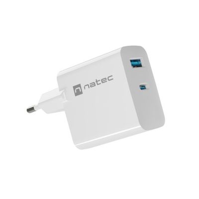 NATEC LADEGERÄT RIBERA GAN 1x USB-A + 1x USB-C 65W WEISS NUC-2144