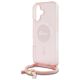 5. Guess Crossbody Cord Script MagSafe-Hülle für iPhone 16 – Rosa