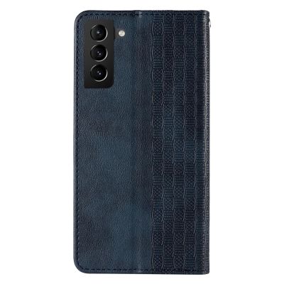 6. Magnetband Hülle Hülle für Samsung Galaxy S22+ (S22 Plus) Tasche Geldbörse + Mini Lanyard Anhänger Blau