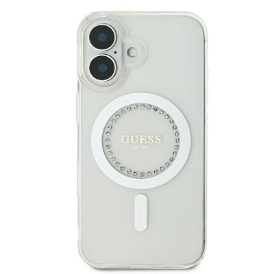 3. Guess IML Strass-MagSafe-Hülle für iPhone 16 – Weiß