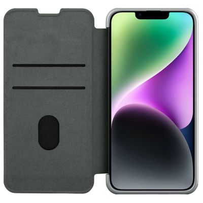3. Nillkin Qin Cloth Pro Case Schutzhülle für iPhone 14 Plus, Kamera-Abdeckung, Holster-Abdeckung, Klapphülle, Grau