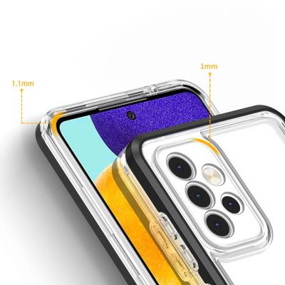 4. Klare 3in1 Hülle für Samsung Galaxy A73 Frame Cover Gel Schwarz