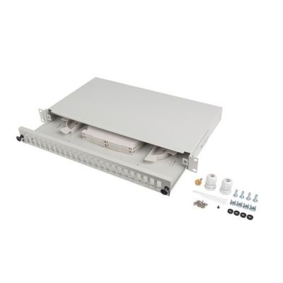 LANBERG 24xSC Duplex / 24xLC Quad-Rack Glasfaser-Patchpanel 19" 1HE grau + Zubehör