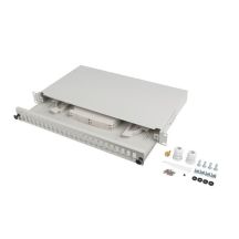 LANBERG 24xSC Duplex / 24xLC Quad-Rack Glasfaser-Patchpanel 19" 1HE grau + Zubehör