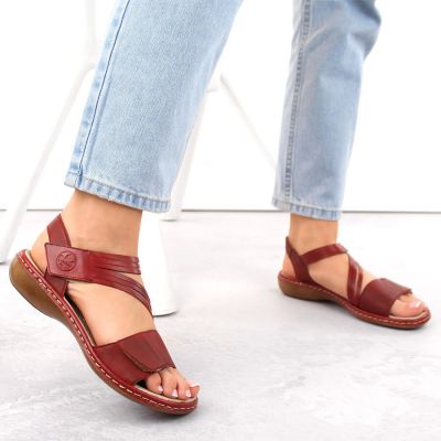 4. Rieker W RKR685 bequeme Ledersandalen rot